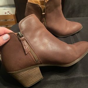 Brown leather booties
